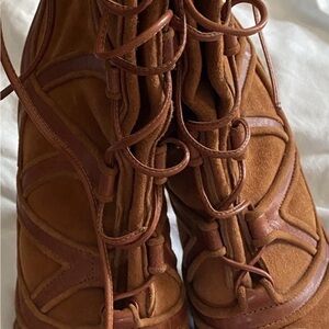 Absolutely Gorgeous Vintage Emanuel Ungaro Suede And Leather Rich Brown Rust 37